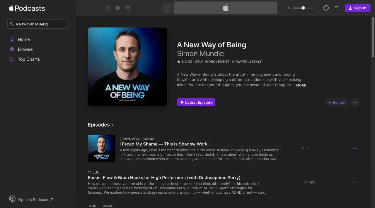 Simon Mundie podcast, A New Way of Being.