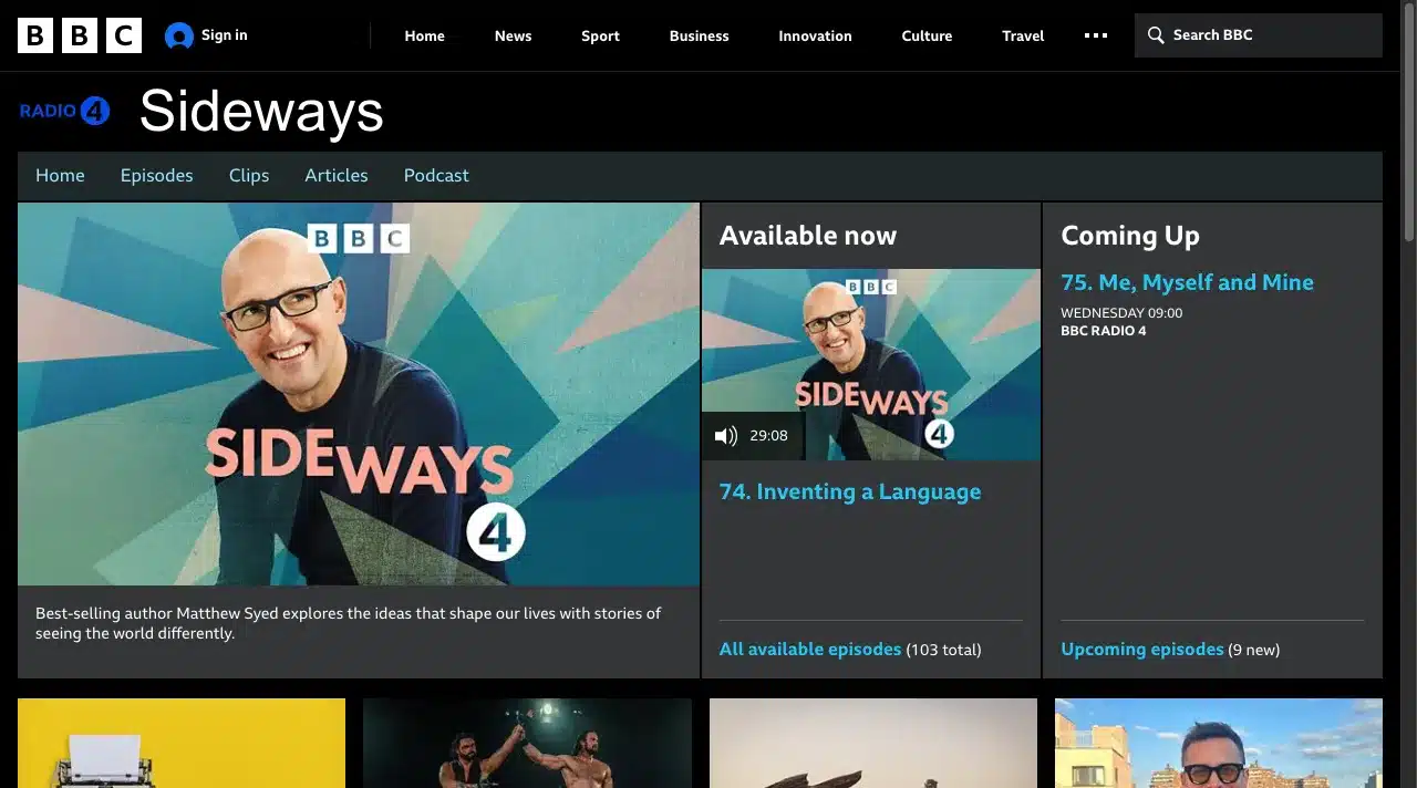 Sideways podcast for growth by Matthew Syed.