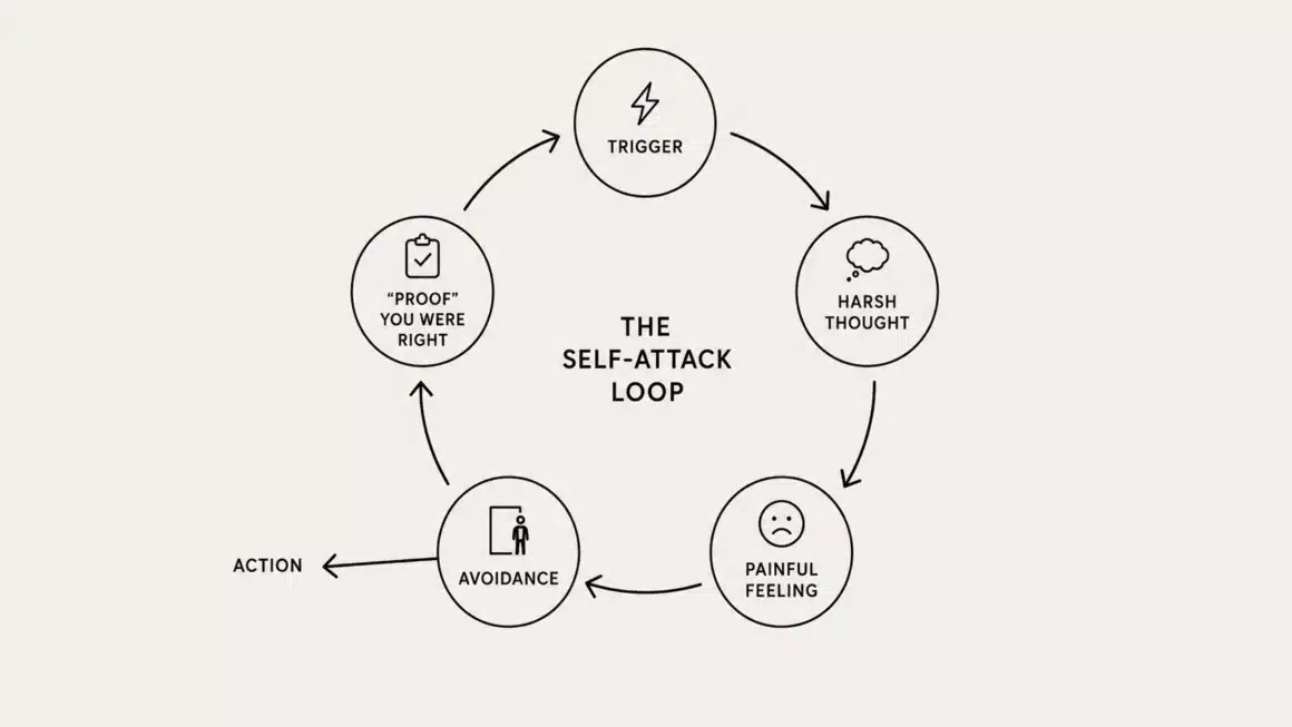 Image explaining the self-attack loop of your internal enemy, who is your enemy.